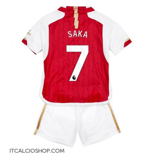 Arsenal Bukayo Saka #7 Prima Maglia Bambino 2023-24 Manica Corta (+ Pantaloni corti)